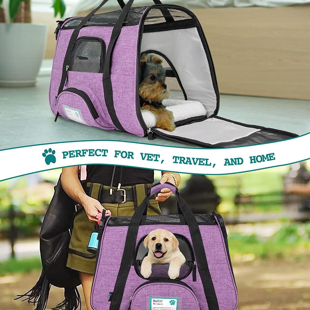 Premium Airline Approved Soft-Sided Pet Travel Carrier | Ventilated, Comfortable Design with Safety Features | Ideal for Small to Medium Sized Cats, Dogs, and Pets