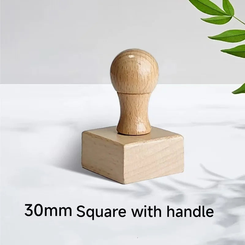 Logo Customized Wooden Ink Stamp DIY Personalized Rubber Stamp Handbook Hobby Student Stationery Scrapbooking Decoration Round