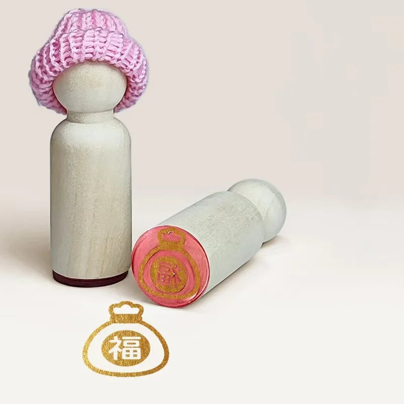 Logo Customized Wooden Ink Stamp DIY Personalized Rubber Stamp Handbook Hobby Student Stationery Scrapbooking Decoration Round