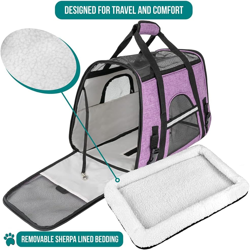 Premium Airline Approved Soft-Sided Pet Travel Carrier | Ventilated, Comfortable Design with Safety Features | Ideal for Small to Medium Sized Cats, Dogs, and Pets