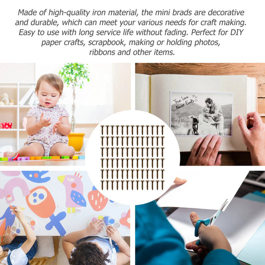 200Pcs Mini Brads Iron Material Solid Color Craft for DIY Scrapbooking Photo Album Decoration Kids Handmade Accessories