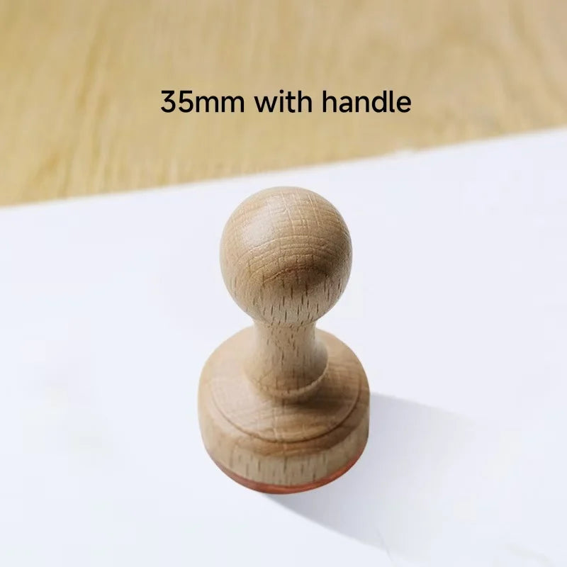 Logo Customized Wooden Ink Stamp DIY Personalized Rubber Stamp Handbook Hobby Student Stationery Scrapbooking Decoration Round