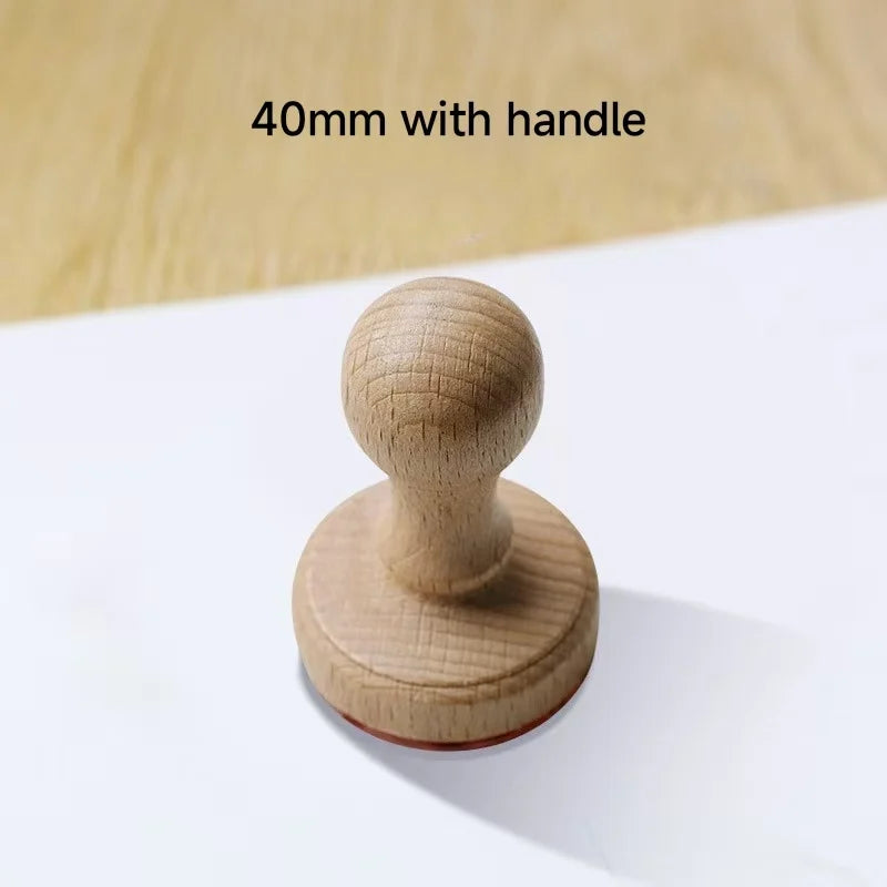 Logo Customized Wooden Ink Stamp DIY Personalized Rubber Stamp Handbook Hobby Student Stationery Scrapbooking Decoration Round