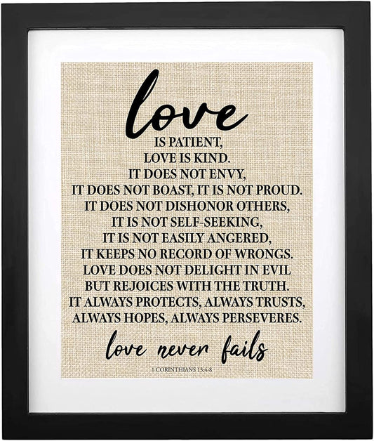 - 1 Corinthians 13, Love Is Patient Love Is Kind Christian Canvas Wall Art Farmhouse Wall Sign