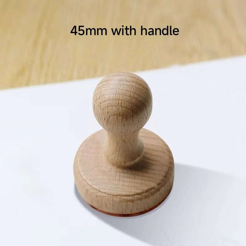 Logo Customized Wooden Ink Stamp DIY Personalized Rubber Stamp Handbook Hobby Student Stationery Scrapbooking Decoration Round