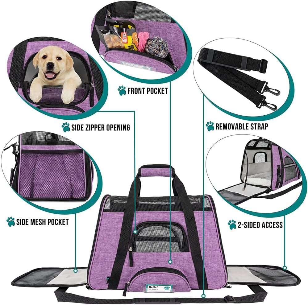 Premium Airline Approved Soft-Sided Pet Travel Carrier | Ventilated, Comfortable Design with Safety Features | Ideal for Small to Medium Sized Cats, Dogs, and Pets