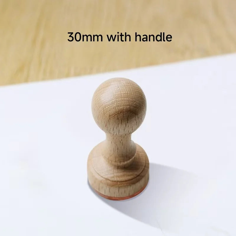Logo Customized Wooden Ink Stamp DIY Personalized Rubber Stamp Handbook Hobby Student Stationery Scrapbooking Decoration Round