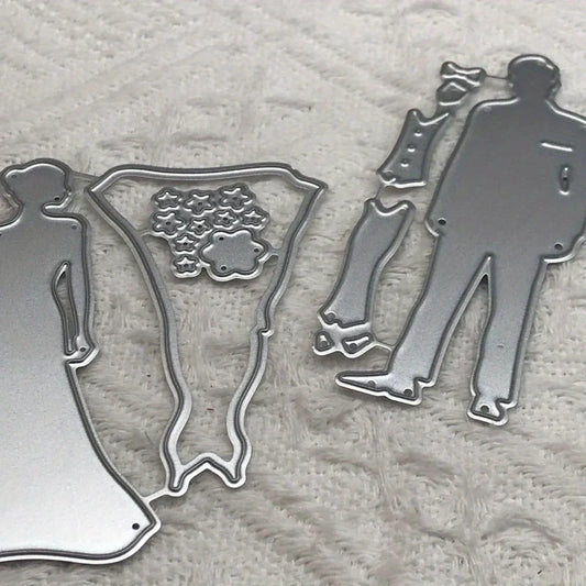 1pcs New metal cutting dies cut die mold Bride and groom wedding dress decoration Scrapbook paper craft blade punch stencils die