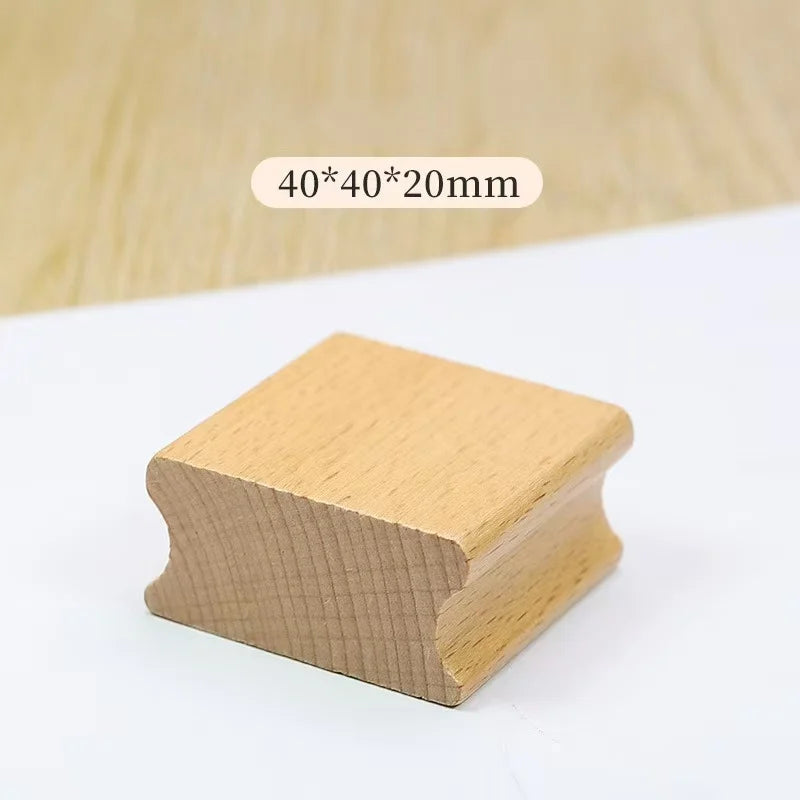 Logo Customized Wooden Ink Stamp DIY Personalized Rubber Stamp Handbook Hobby Student Stationery Scrapbooking Decoration Round